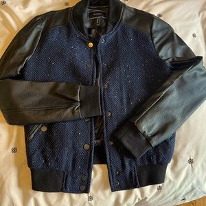 Le Chateau bomber jacket with faux leather sleeves